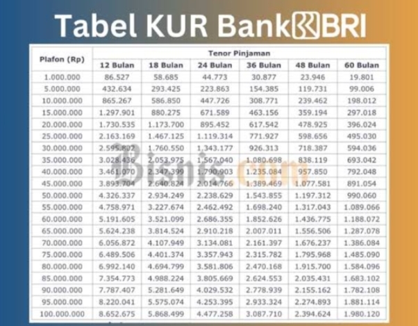 Simulasi Pinjaman KUR BRI 2025 Terbaru, Cicilan Rp200 Ribu dan Plafon Rp100 Juta Membantu Sektor UMKM