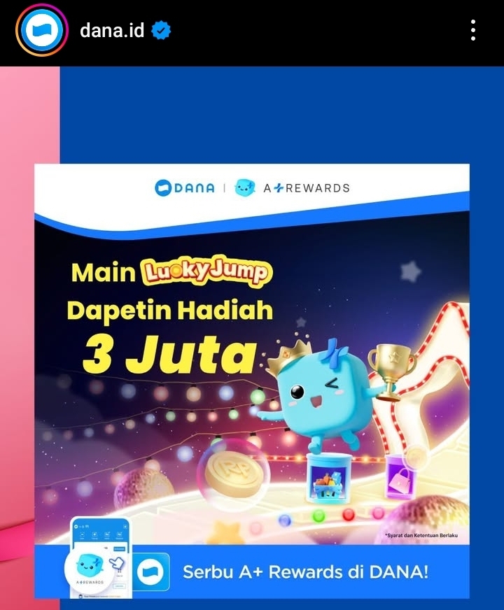 Game Penghasil Uang Resmi Dari DANA, Main Lucky Jump Dapet 3 Juta! Luncurkan A+ Rewards dan Claim Bonus Nya