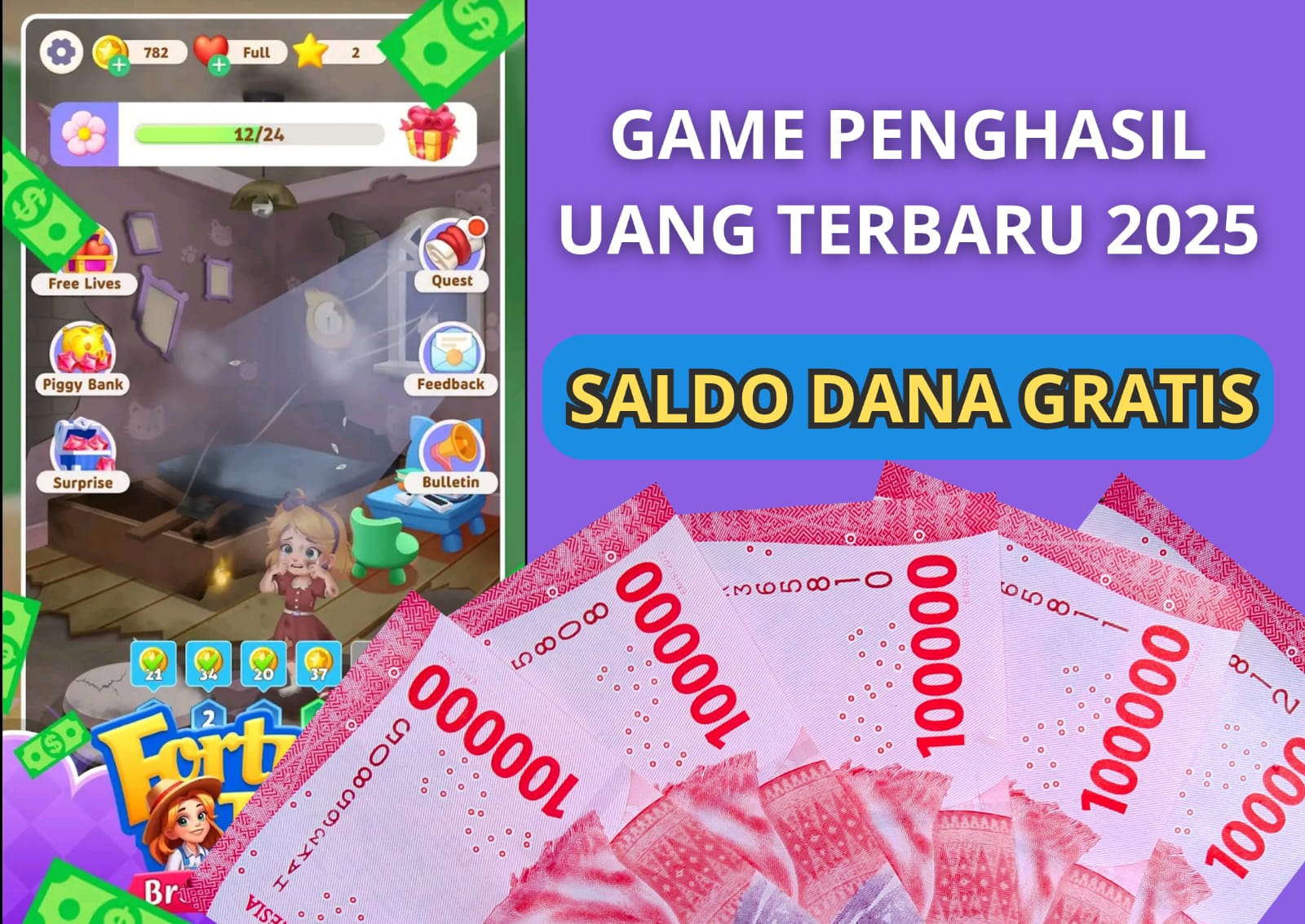 Modal Rebahan! Kamu Dapat Saldo Dana Gratis Hingga Rp300.000 dari Game Penghasil Uang