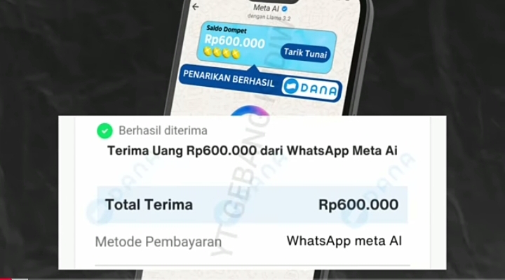 Baru! Cuma Share Link Video Dapat Saldo DANA Gratis Rp600 Ribu dari Meta AI Whatsapp, Tanpa Aplikasi Tambahan!
