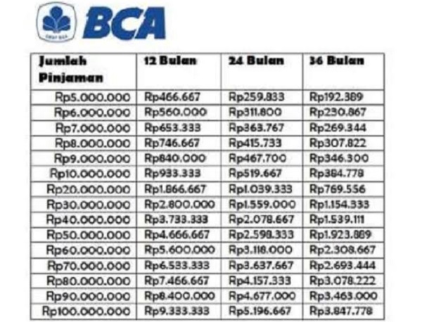 Dapatkan Pinjaman 100 Juta di KUR BCA Tanpa Agunan, Berikut Skema Tabel dan Syarat Pengajuannya