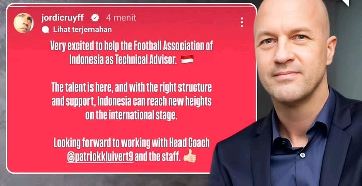 Jordi Cruyff Jadi Technical Advisor Timnas Indonesia, Mengaku Sangat Bersemangat