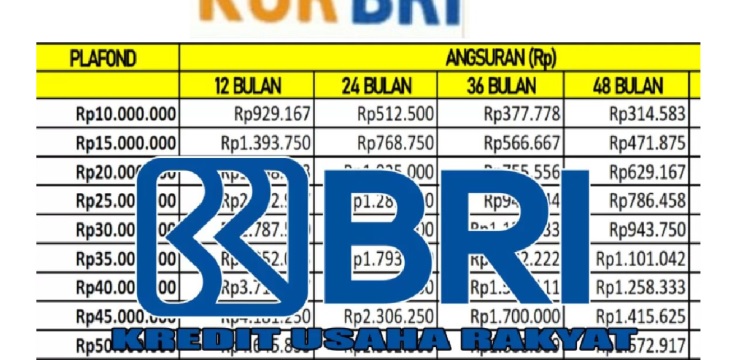 Pinjaman KUR BRI 50 Juta Angsuran Berapa, Ini Skema Cicilan Berdasarkan Tenor Pinjaman Mulai dari 1 Juta