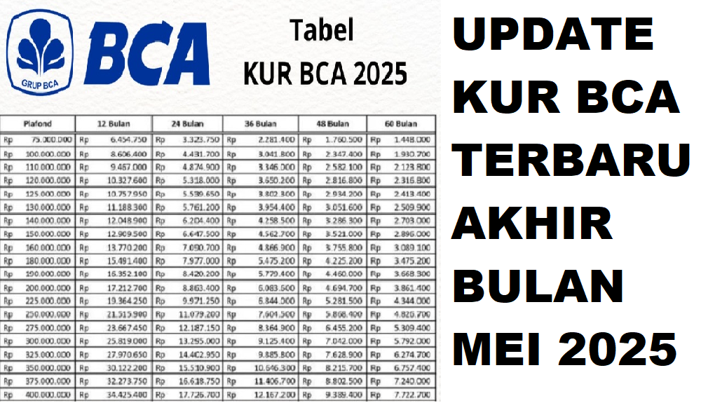 Update Skema Terbaru KUR BCA 2025, Pinjaman Rp300 Juta Lengkap Dengan Syarat dan Cara Pengajuan Lengkapnya