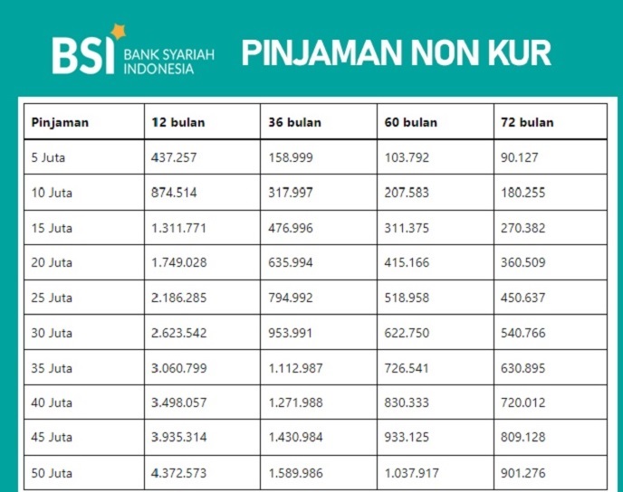 Skema Pinjaman Halal Non KUR BSI 2025 Bulan Mei, Berikut Rincian Terbaru Plafon Pinjaman 500 Juta