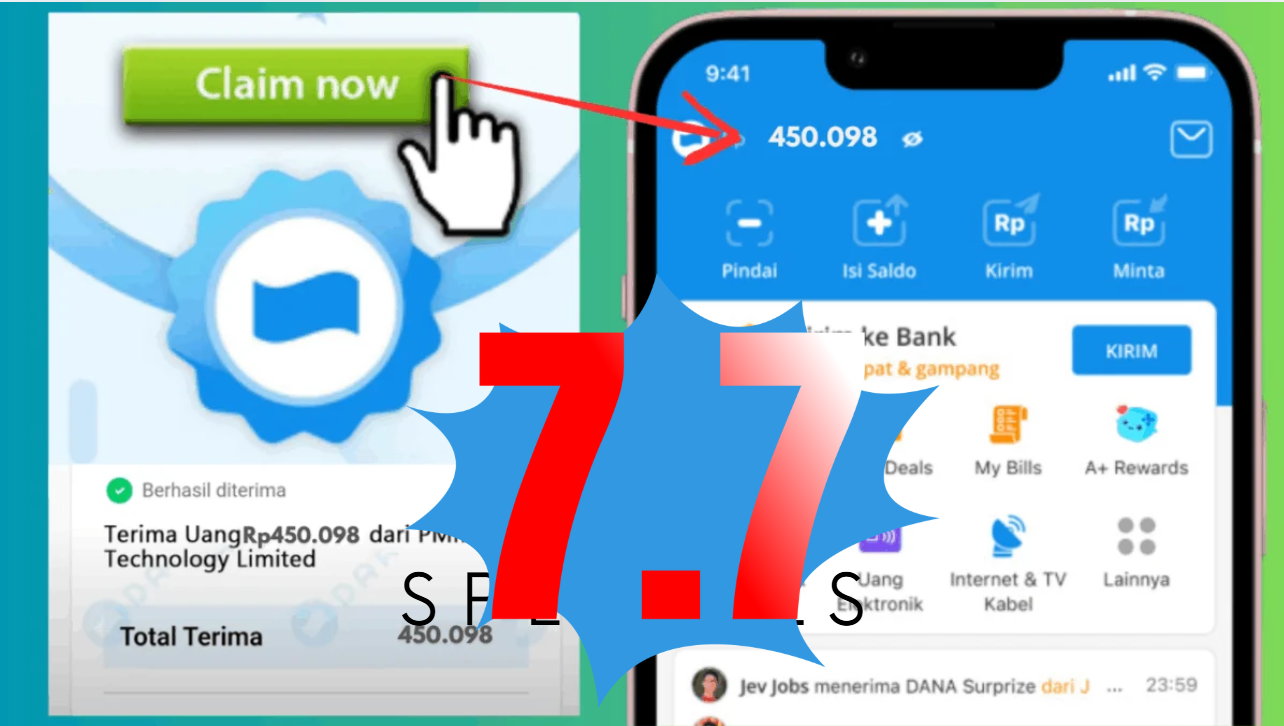 Hore! Anda Berhasil Mendapatkan Saldo DANA Kaget Gratis Cair Hari Ini Sebesar Rp805.000 Spesial 7-7