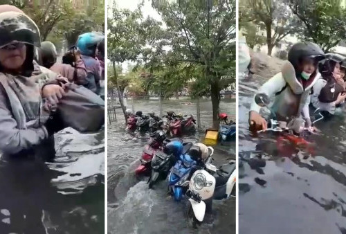 Mirip Tsunami, Banjir Rob Tiba-Tiba Datang Terjang Kawasan Tanjung Emas Semarang