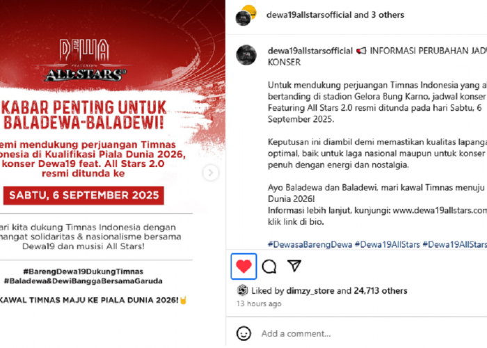 BREAKING! Konser Dewa 19 All Stars 2.0 Diundur untuk Prioritaskan Pertandingan Indonesia vs Bahrain di GBK