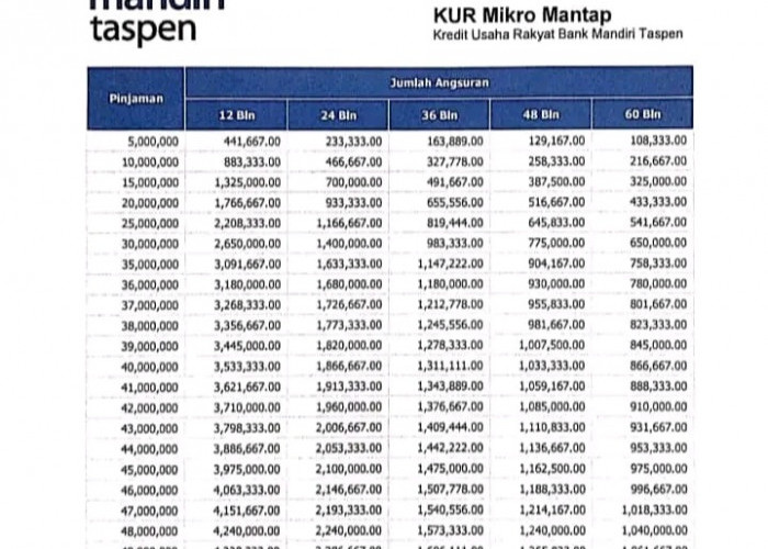 Dapatkan Suntikan Dana Usaha Rp50 Juta di KUR Mandiri Taspen 2025, Cek Skema Angsuran di Sini!
