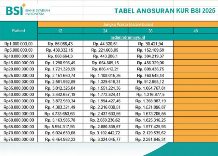 Penasaran KUR BSI 70 Juta Angsuran Berapa? Ini Simulasi Cicilan dan Pilihan Tenornya!