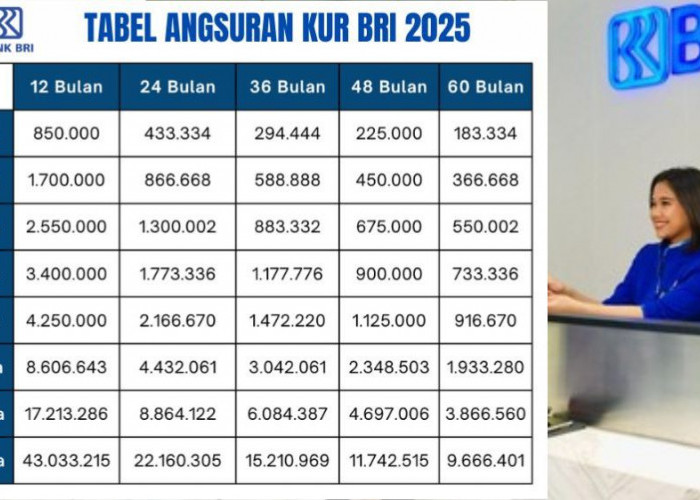 Ini KUR BRI Tabel Angsuran 25 Juta, Tanpa Ribet, Tenor Panjang dan Bunga Cuma 6 Persen