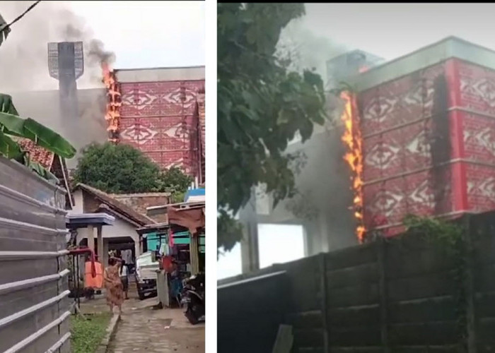 Terjadi Kebakaran di Stadion Watubelah, Api Lahap Ornamen Mega Mendung