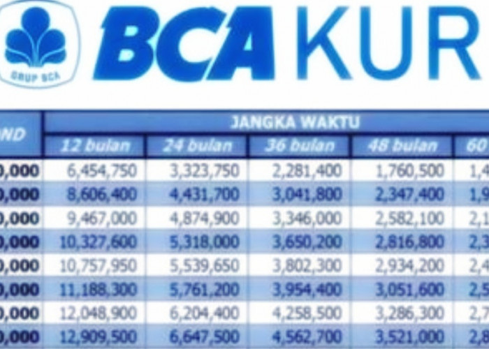 Tabel KUR BCA 2025, Bunga Fix 6 Sampai 9 Persen, Angsuran Bisa Rp5 Juta Hingga Rp100 Juta Tanpa Agunan