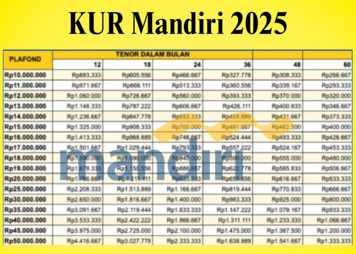 Pinjam Rp25 Juta di KUR Mandiri, Berapa Cicilan Per Bulan? Cek Tabel Angsuran Terbaru 2025!