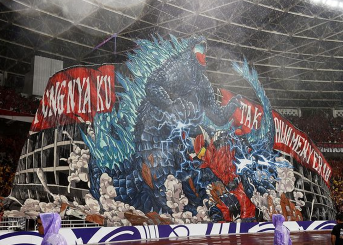 La Grande Godzilla Vs Gundala Mendunia, Koreo Suporter Indonesia Dipuji FIFA: 'Atmosfir Indah di GBK'