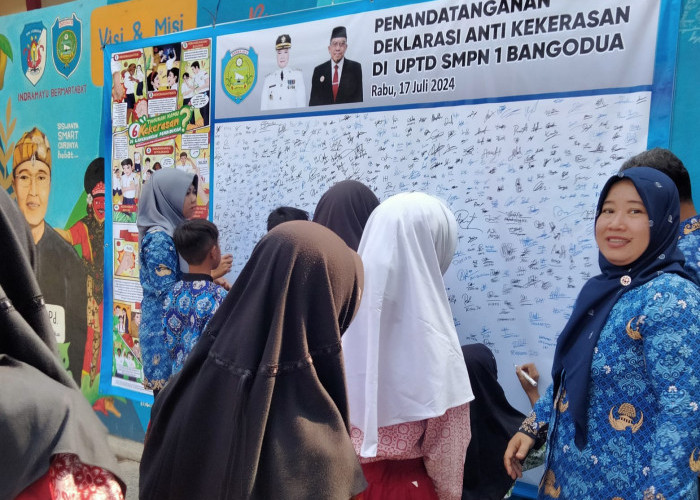 SMPN 1 Bangodua Deklarasi  Anti Kekerasan dan Bullying