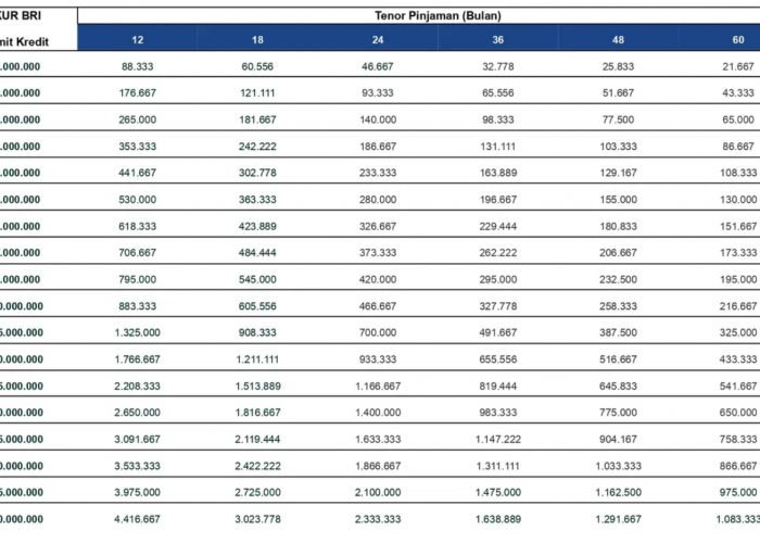 Pinjam Hingga 10 Jutaan Tanpa Jaminan, Berikut Tabel Simulasi KUR BRI 2025 Lengkap dengan Cicilannya