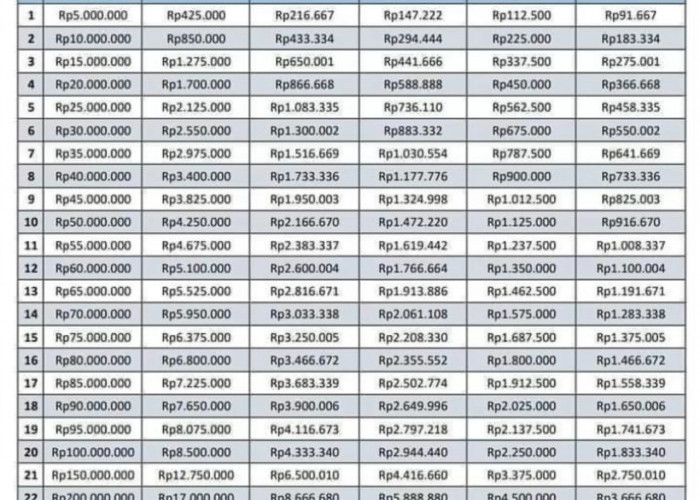 Tabel KUR BRI Terbaru 2025: Pinjaman 100 Juta Angsuran Mulai 200 Ribuan, Bebas Pilih Tenor!