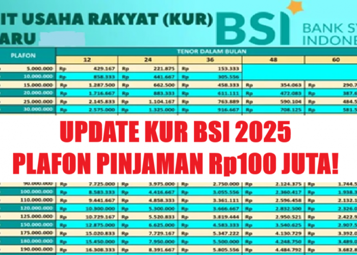 Berapa Cicilan KUR BSI Plafon Pinjaman Rp100 Juta? Cek Tabel Angsuran terbaru dan Syarat Lengkapnya Disini!