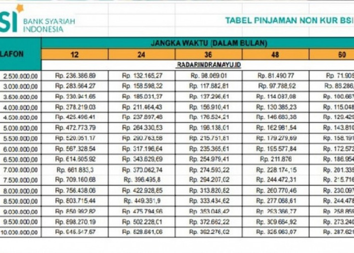 Skema Angsuran Pinjaman Non KUR BSI Plafon Pinjaman 100 Juta: Dapatkan Pembiayaan Halal Tanpa Riba dan Bunga