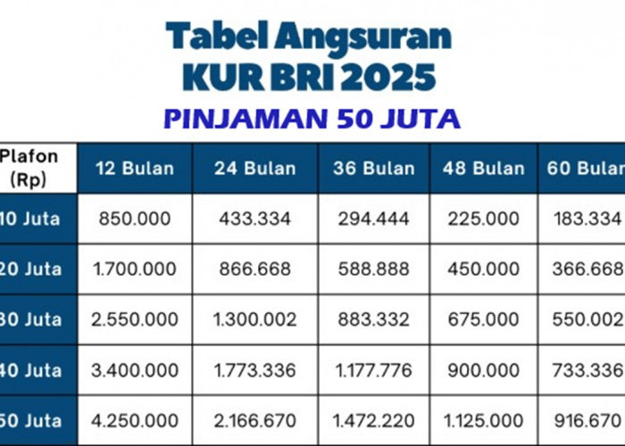 Modal Usaha Masih Nanggung? Ajukan Pinjaman KUR BRI 2025 Solusinya! Cek Tabel Angsuran Rp50 Juta Berikut Ini!