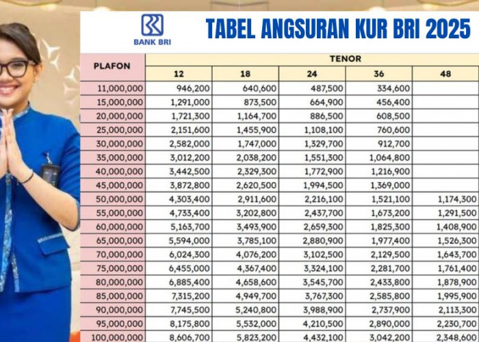 Tabel Angsuran KUR BRI 2025 Terlengkap untuk Debitur Usaha Mikro, Plafon Rp5-10 juta Bunga Cuma 3 Persen  