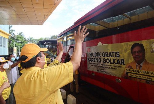 Menko Airlangga Lepas 20 Bus Program Mudik Gratis Partai Golkar