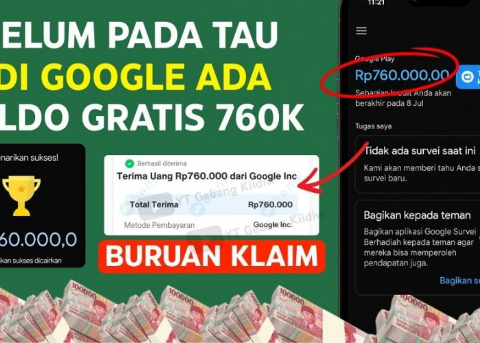 Rp100–Rp760 Ribu Saldo Dana Gratis dari Google, Bisa Didapat Hanya Pakai WhatsApp Tanpa Ajak Teman 
