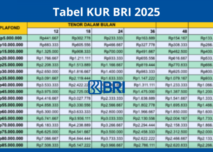 Cicilan Cuma Rp1 Jutaan Per Bulan! Ini Rincian Simulasi Angsuran KUR BRI Pinjaman Rp50 Juta Tenor 5 Tahun