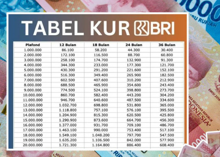 Tabel Plafon dan Cicilan KUR BRI 2025 Pinjaman 1-10 Juta, Angsuran Mulai 25 Ribuan untuk Modal Usaha UMKM