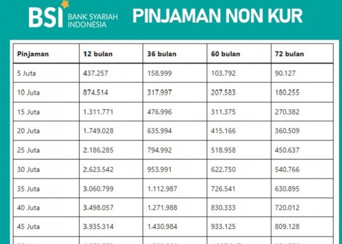 Skema Pinjaman Halal Non KUR BSI 2025 Bulan Mei, Berikut Rincian Terbaru Plafon Pinjaman 500 Juta