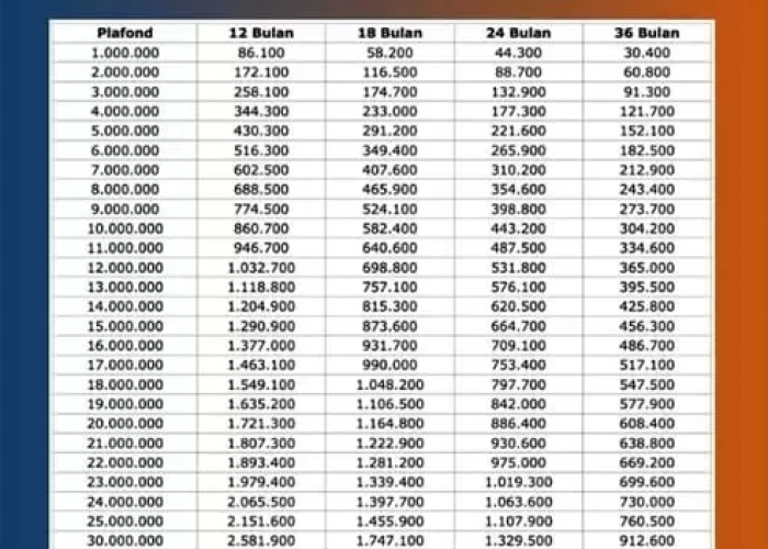 Angsuran Pinjaman KUR BRI Rp50 Juta 2025 Berapa Per Bulannya Dengan Tenor 5 Tahun?