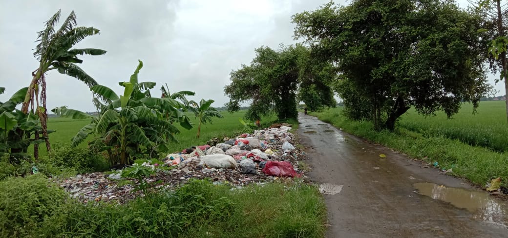 Sampah di Perbatasan Desa Pabeanilir dan Brondong Kecamatan Pasekan Dikeluhkan Warga